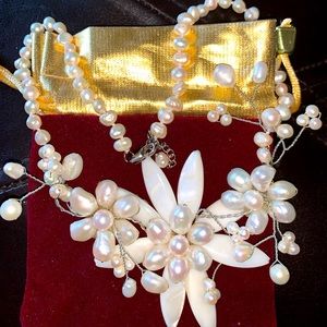 Super hand crafted genuine fresh water pearl necklace unique one of a kind